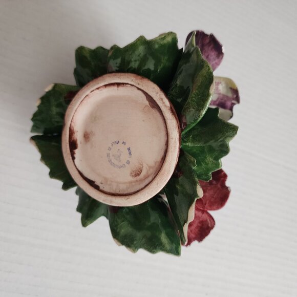 Capodimonte Italy Porcelain Candle Holder Flowers Butterfly Multicolor - Picture 6 of 15